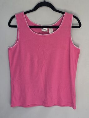 Pink Tank Top with Scallop Trim